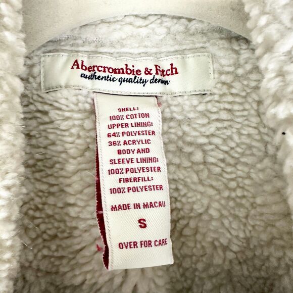 Abercrombie Fitch Vintage Y2k Sherpa Denim Jacket Size Small 90s Trucker Western - Picture 7 of 8